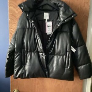 Avec Les Filles Faux Leather Puffer NWT